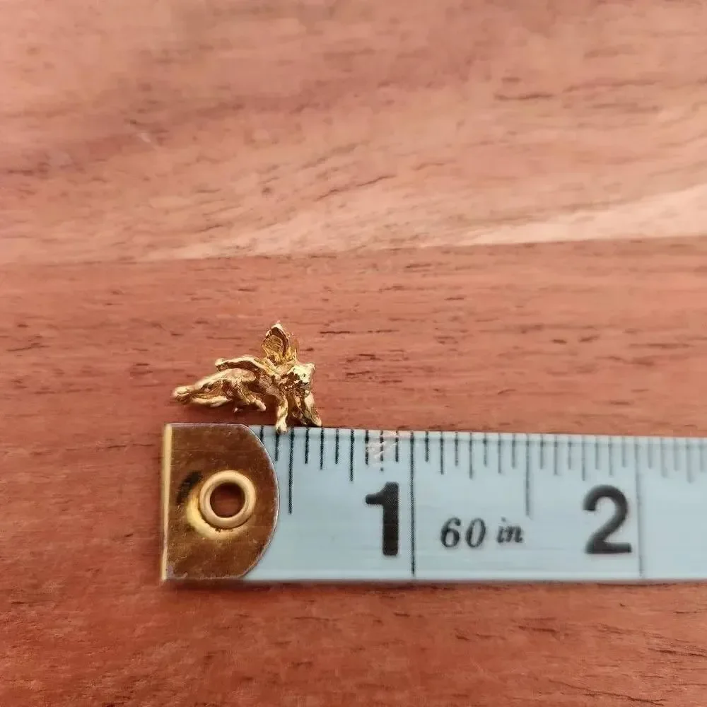 Vintage golden cherub happy angel baby pin metal 90s religious heaven wings